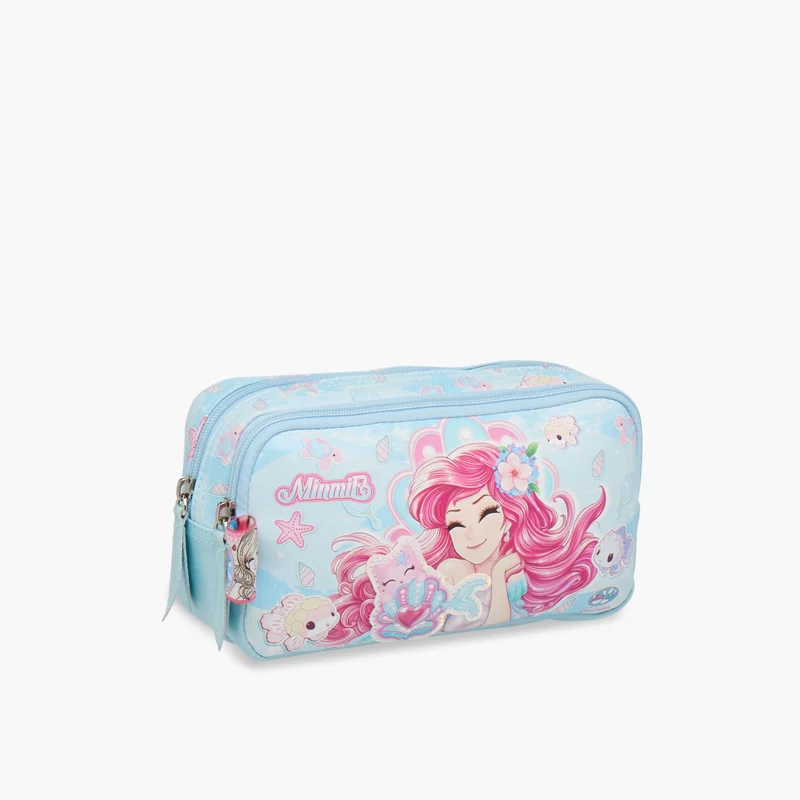 مينمي Minmie Mermaid- Pencil Case-1 Cmprt.-Printed-Rectangle (Pvc) Pastel Blue \ 22x7x12